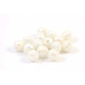 ACRYLIC FACETED BEAD ROUND 6MM IRIS WHITE (PCK OF 20)